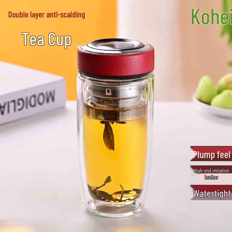 Men s Double-Layer Tea Infuser Glass Water Bottle