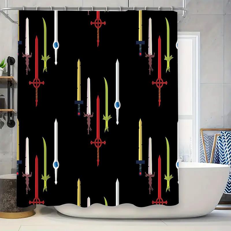 

Unique Fantasy Sword Bath Curtain Gothic Shower Curtain Dark Medieval Decor Home W60H190(CM)-1 Pcs