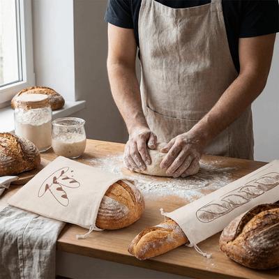 2 Stück Umweltfreundliche Leinen Brottasche Große Baguette Aufbewahrungstasche Brotlagerbeutel Bäckereien