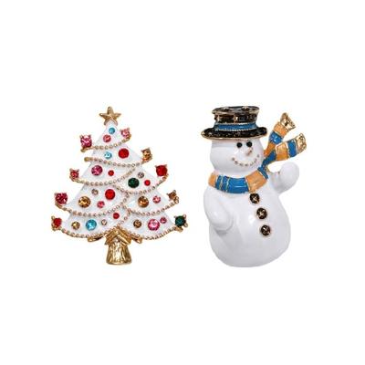 Stilvolle Weihnachtsbrosche mit Strasssteinen Schöner Feiertags-Weihnachtsbaum Schneemann Brosche Für Frauen Strasssteine Dekorationen
