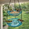 Hanging Bird Feeder with 2-Tier Design, Transparent Birdbath for Garden and Patio Decor, Outdoor Wild Seed Tray for Balcony, Easy to Install Plas