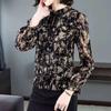 Floral Printed Chiffon Shirt Casual Loose T Shirt for Women
