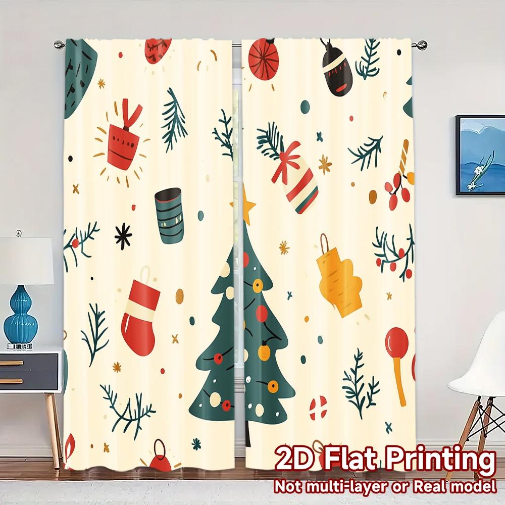 

2 шт., Шторы Рождественская елка Снеговик Зимний подарок (3) Шикарные шторы и оконное оформление Пряжа штор Универсальные Все Идеально для Гостиной 52.50×116.00 CM 2pcs