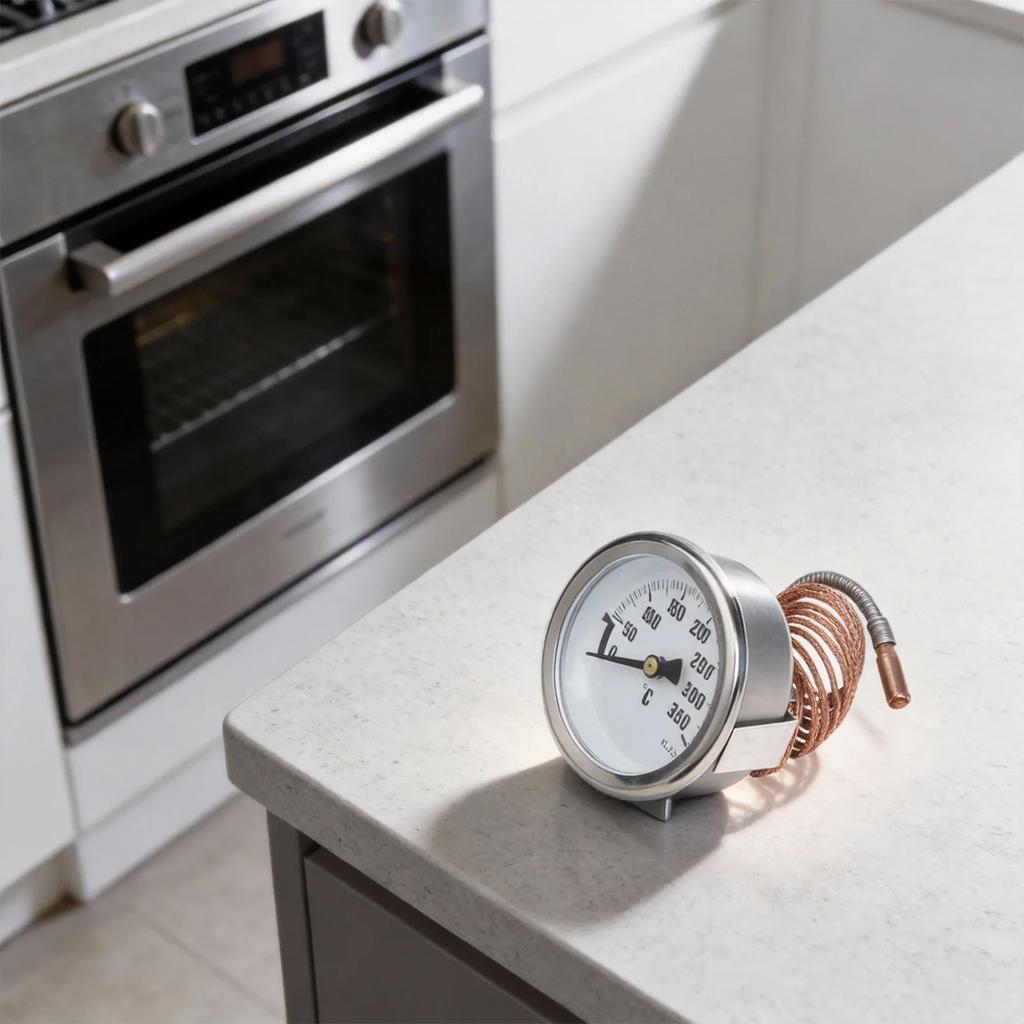 Thermometer with Capillary Tube for Oven Refrigerator Heater Boiler Toaster Oven with Metal Body and 2cm Probe for Stability