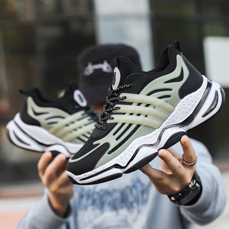 Men's Shoes Spring Men's Sports Shoes Breathable Mesh Running Lace-up Round Head Fashion Casual Shoes Handsome