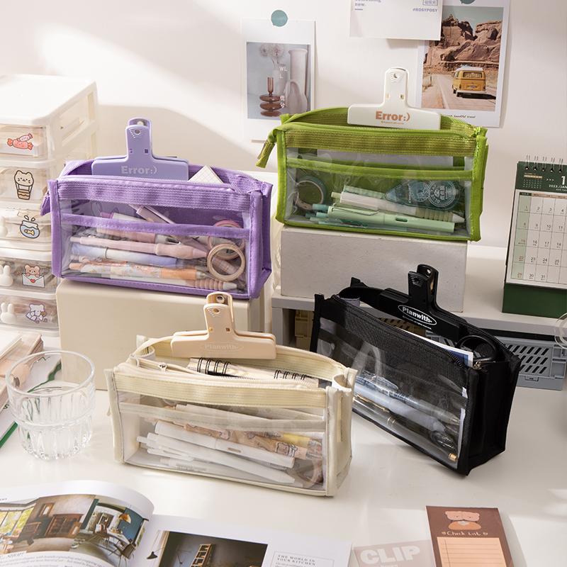 Large Capacity Transparent PVC Pencil Case Simple and High Aesthetic Pencil Case Six Layer Multifunctional Storage Bag