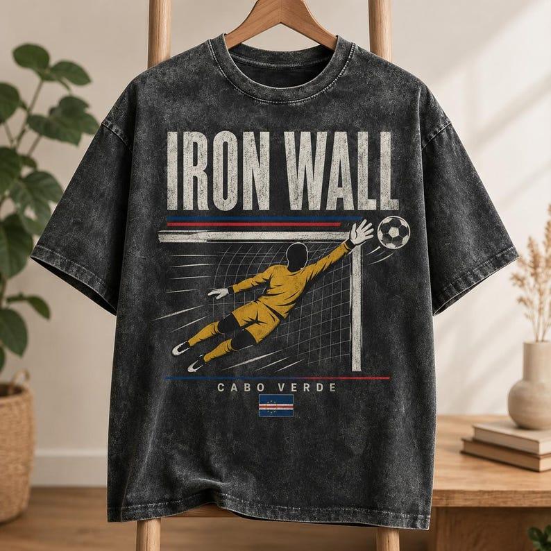 2026 Hot Sale Summer Fashion Trendy Tee Vozinha Holding Cabo Verde Flag Radial Circle Star Vintage Acid Wash Cotton T-shirt