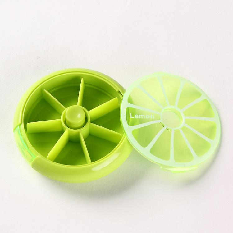 Transparent 7-Day Round Rotating Pill Organizer - Portable Mini Box with Seven Compartments