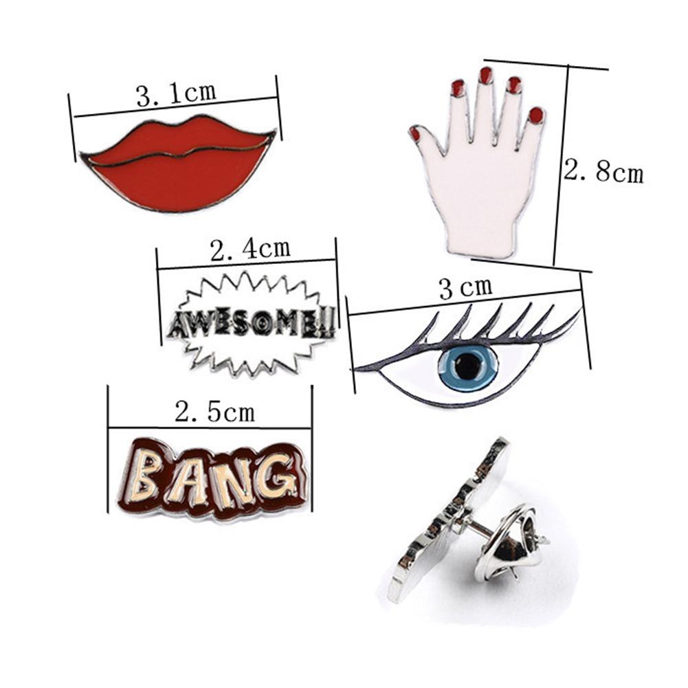Creative Eyes Lips Badge Shape Brooch Cute Corsage Ornament Festival Birthday Gift Clothing Bag Accessories
