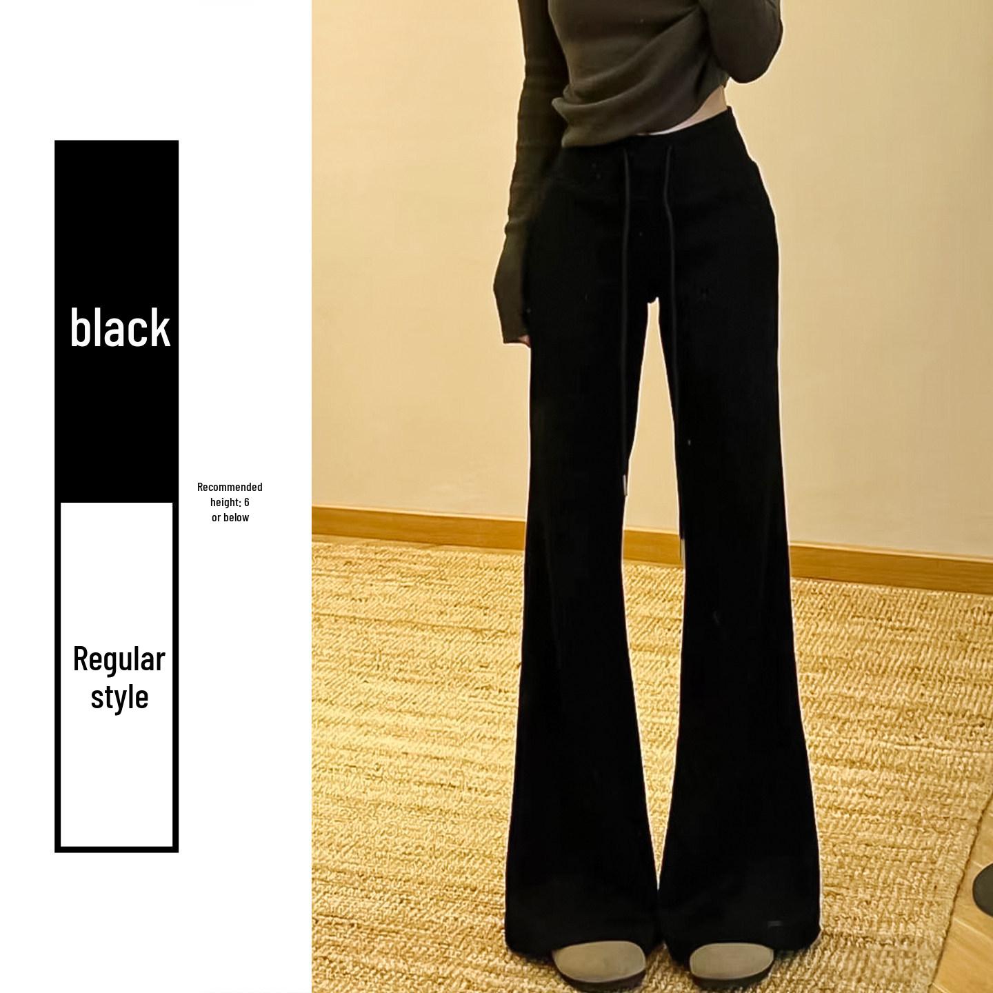 Women s Black Micro-Flare Sports Sweatpants, High-Waisted, Slimming, Flattering, Plus Velvet, Autumn/Winter 2025 Collection XL