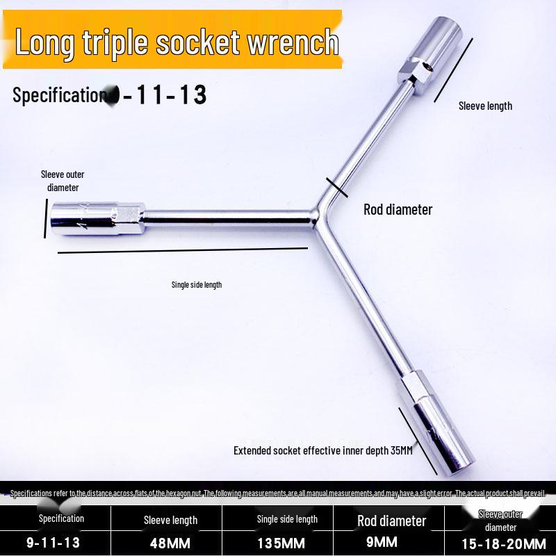 Triple Hex Socket Wrench Set for Car, Motorcycle, and EV Battery Repair