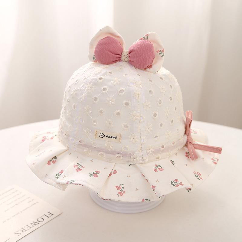 2026 Baby Girl Lace Mesh Bucket Hat - Spring/Summer Fisherman Style Sun Protection