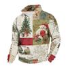 Men's Casual Sweatshirt with Stand Collar and Christmas Print