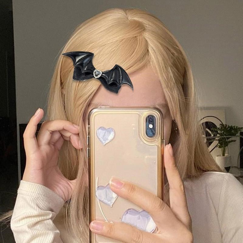 Gothic Devil Wing Hair Clip Side Clip Hairpins Women Hair Styling Accessories for Thin Hair 2000s Halloween Party Headwear
