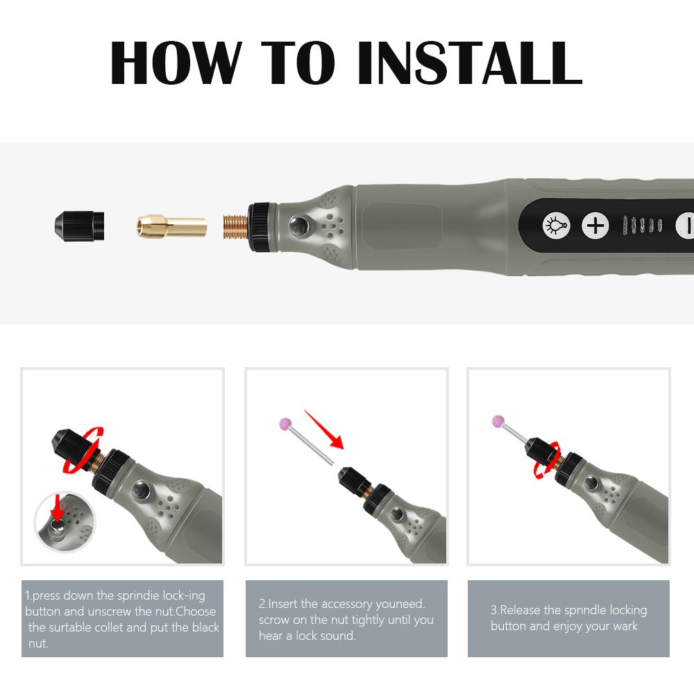 Gray and Orange Portable Multi-function Power Tool Can Be USB Charging, Adjustable Speed Suitable for Engraving and Grinding