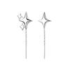 Asymmetrical Four-Pointed Star Stud Earrings for Women - 2026 Trendy Korean Cold Style