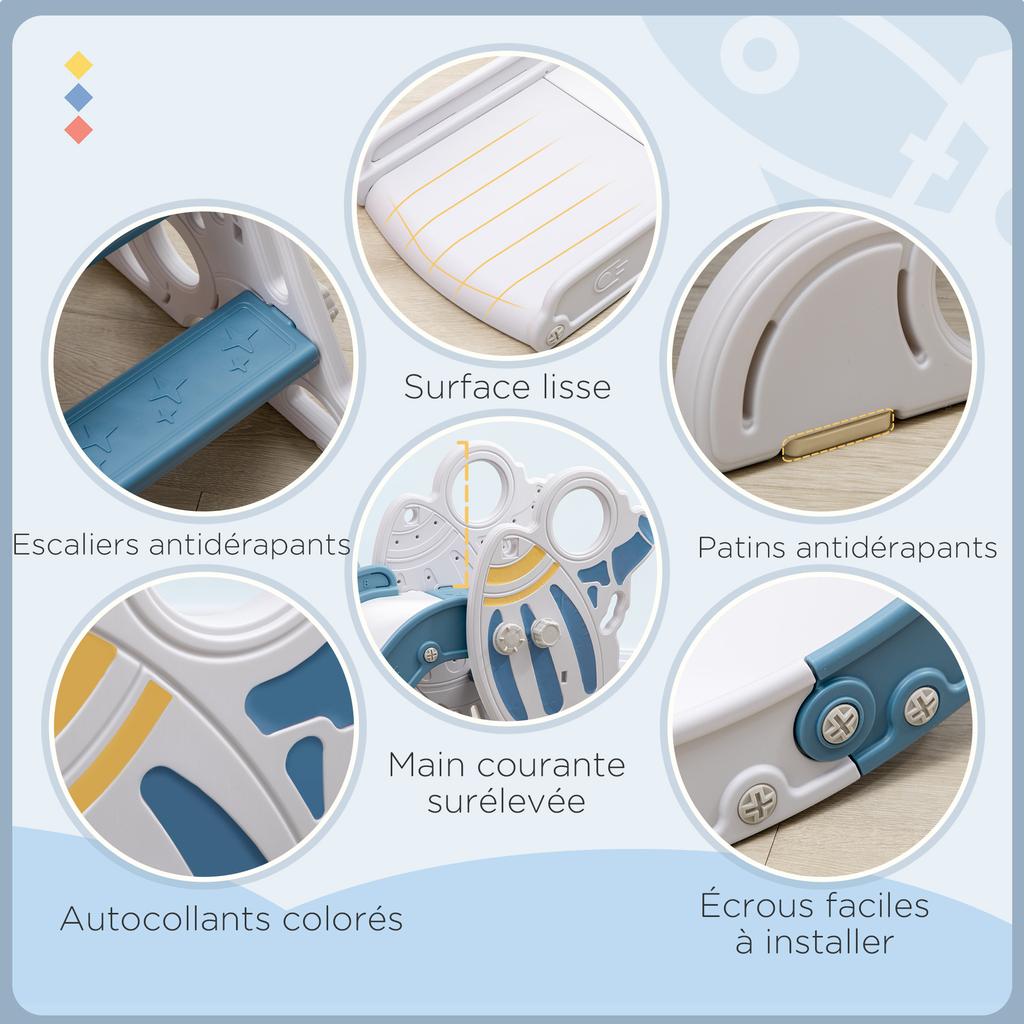 Children's Slide, Indoor Slide for Children Aged 18 To 36 Months. Up To 30 Kg. 157L X 46.5W X 80H Cm. Blue