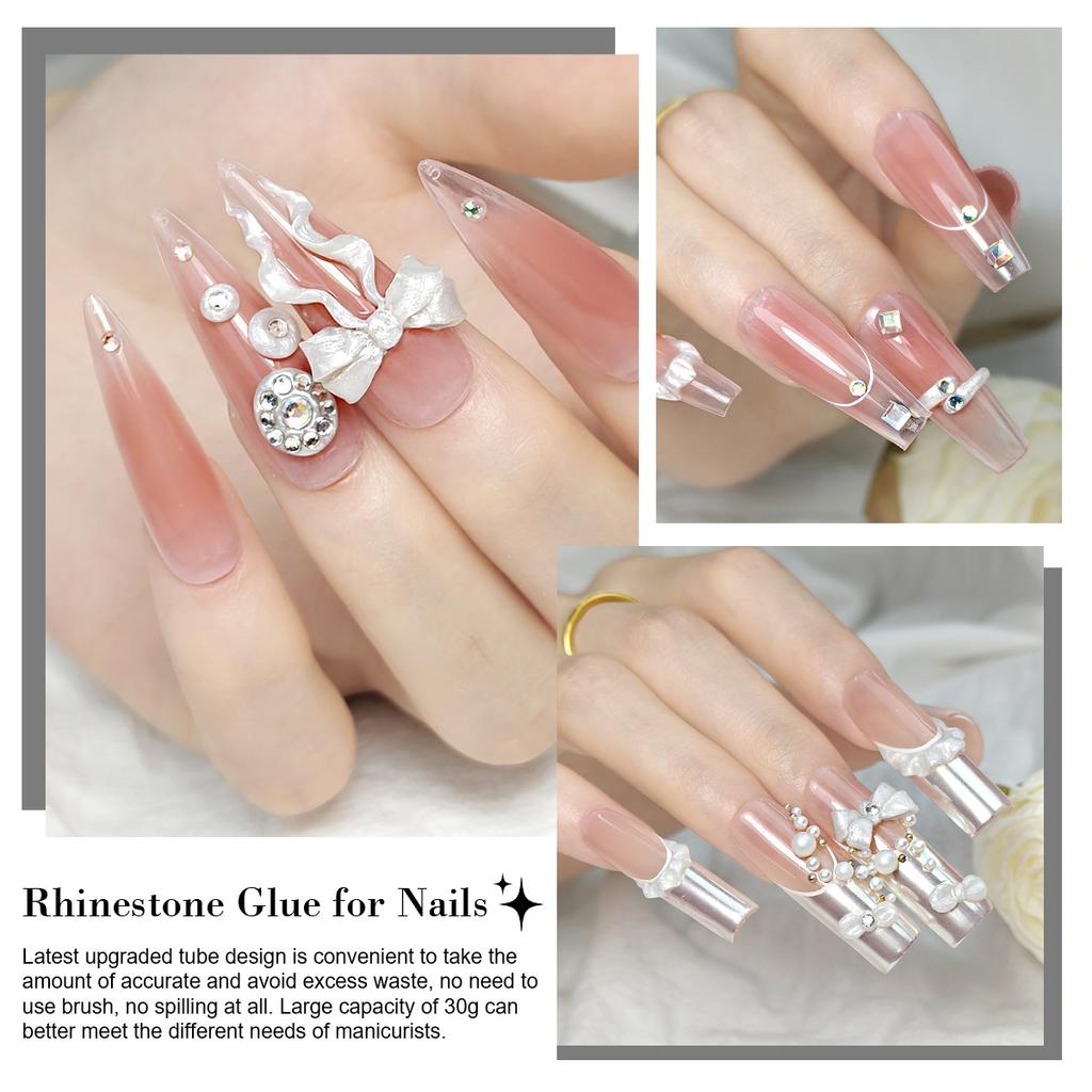 Reinforced Nail Polish Adhesive for Press-On Nails, Gel Glue for Fake Nails, Long-Lasting Waterproof Fast-Drying, 5pcs