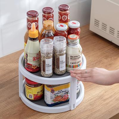 Lazy Susan Organizer, 2 Tier Non Skid Spice Rack Turntable,360 Degree Rotating Seasoning Organizer, 10-Inch Spinning Organizer for Pantry Cabinet