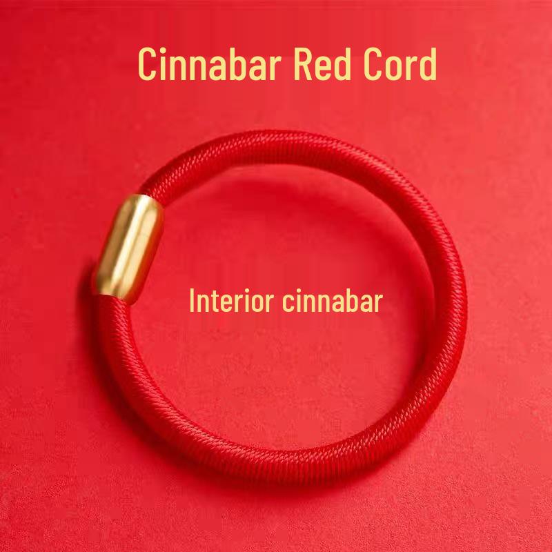 Natural Cinnabar & Purple Sand Five Elements Bangle for Women - Snake Year Child Gift