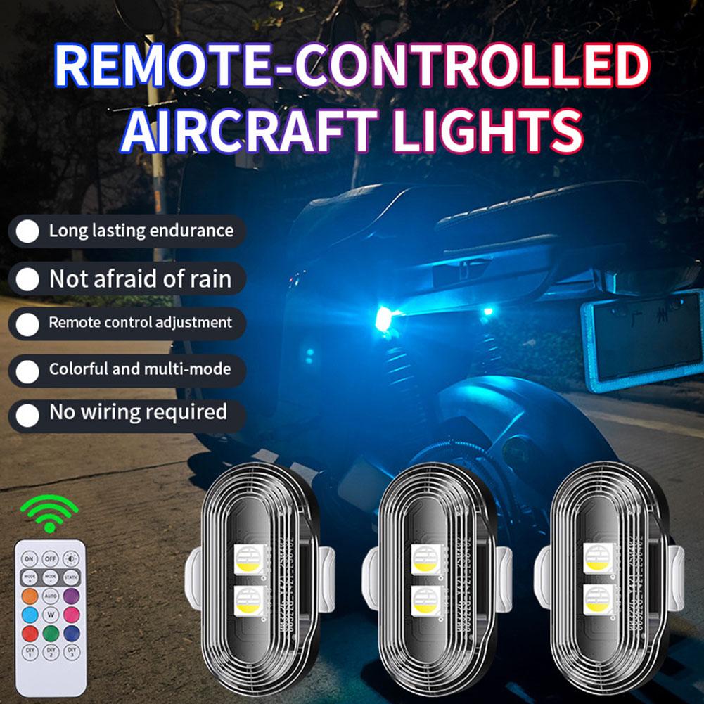 Motorcycle Flashing Lights Warning Light Anti-collision Drone Remote Colorful Navigation Light Wireless Car Control Strobe I3W7