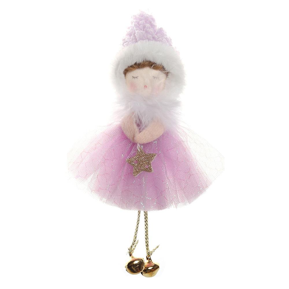 Christmas Plush Angel Girl Dolls Ornaments Xmas Tree Pendant Hanging Decoration For Home New Year Decor Supplies Kids Gifts