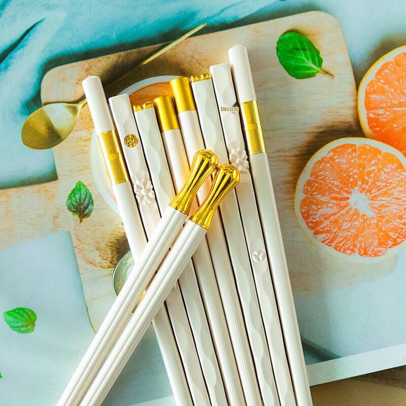 ZISIZ Japanese Style Ceramic Alloy Chopsticks (5 Pairs)
