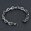 Punk Heavy Horseshoe Link Chain Bracelets for Men Vintage Oxidized Clip Chain Wristband Chunky Jewelry