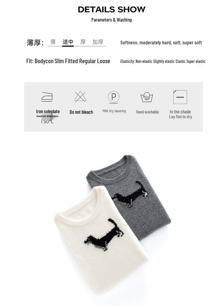 Puppy Embroidery Cashmere Sweater: Autumn Knitted Pullover, Age-Reducing and Playful Design