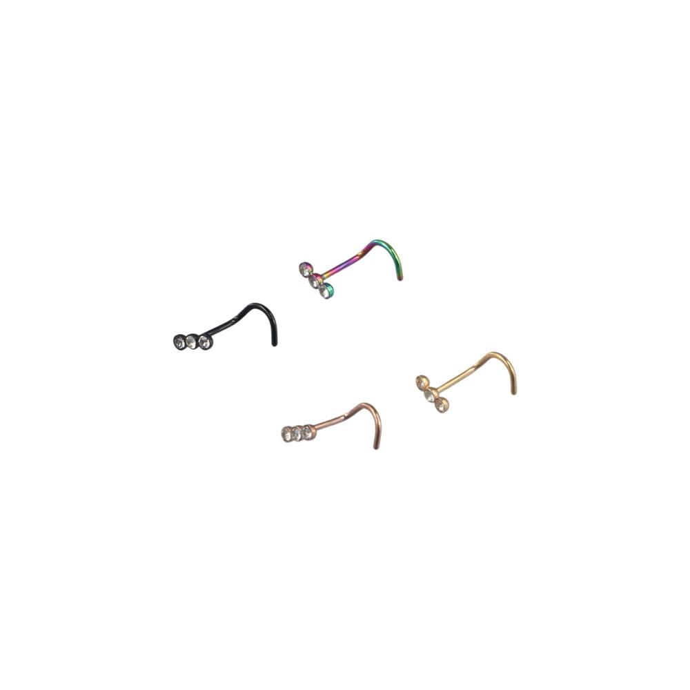 Stainless Steel Zircon Nose Screw Studs Geometric  Trendy   Daily