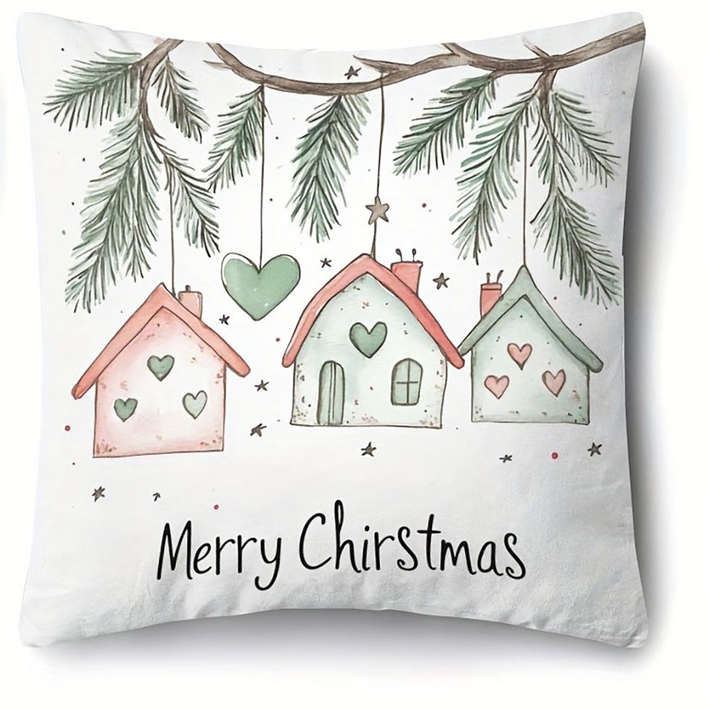 

Наволочки с рождественской тематикой: Гномы, Венки, Елки и Домики для Праздничного Декора Наволочка для подушки дивана-кровати, Новогоднее украшение для дома 16x16Inch