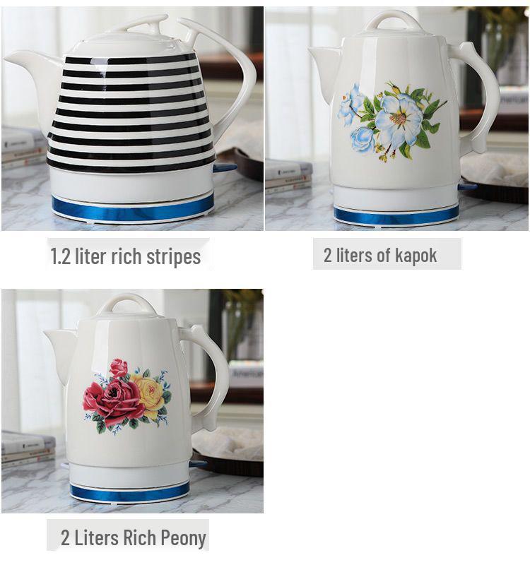 Blue & White Porcelain Electric Kettle: Large Capacity, Automatic Power-Off, Perfect for Home Tea Boiling.