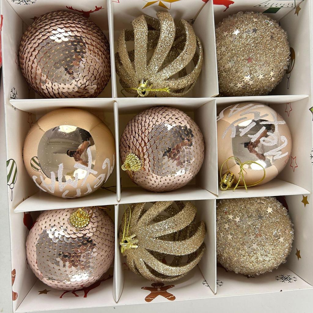 8CM Painted Glitter Christmas Ball Set Irregular Hollow Hanging Ornaments