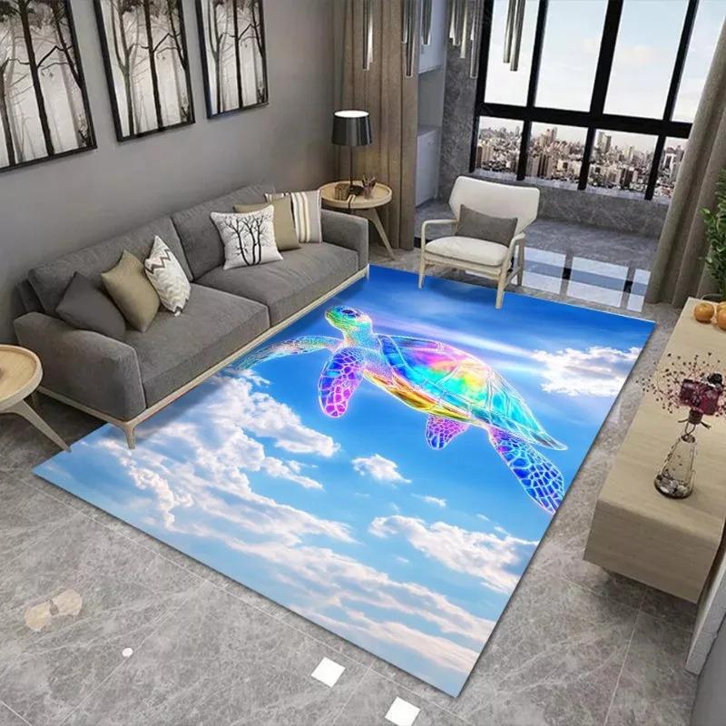 Verträumter Schildkröten-Druck Großer Teppich Rutschfest und Verschleißfest Verwendet in Wohnzimmern Matte Schlafzimmern und Anderen Szenen Weicher Teppich