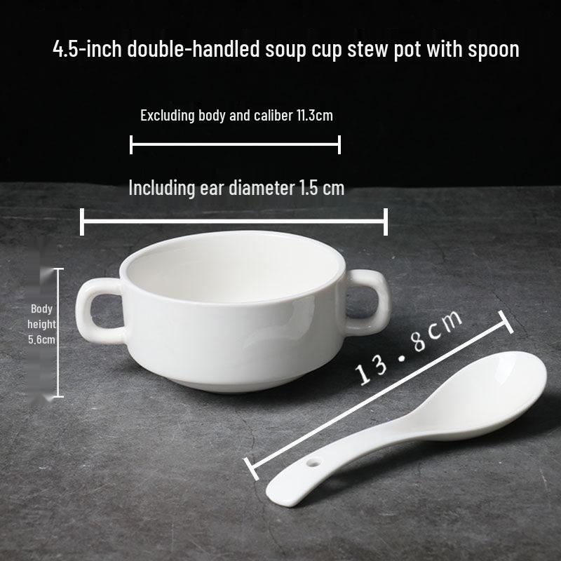 Bird's Nest Ceramic Stew Pot with Lid - Double Boiler Steaming Bowl for Soup & Steamed Egg, Pure White Tableware
