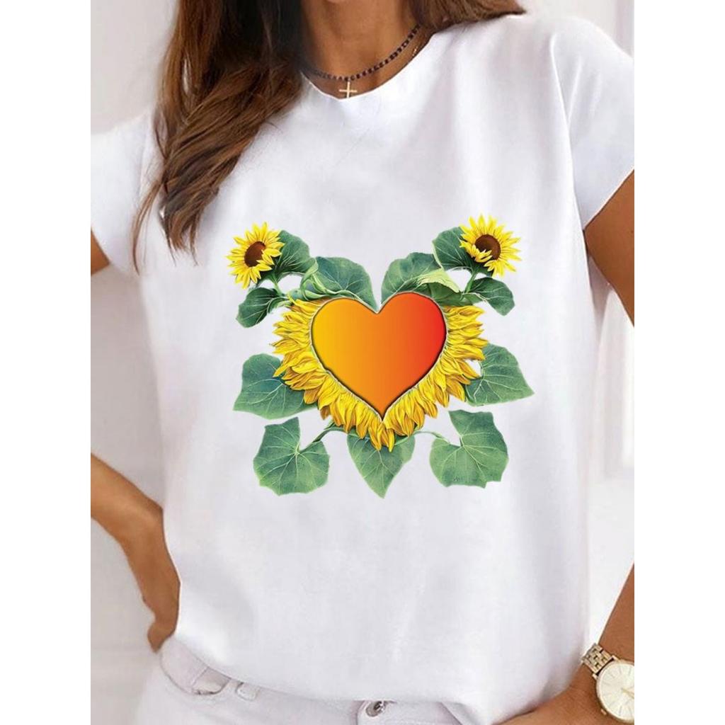 Sunflower Style Trend Cute T-shirt Ladies Fashion Basic Tee Top Clothes Women Graphic Short Sleeve Print T Shirt Clothing