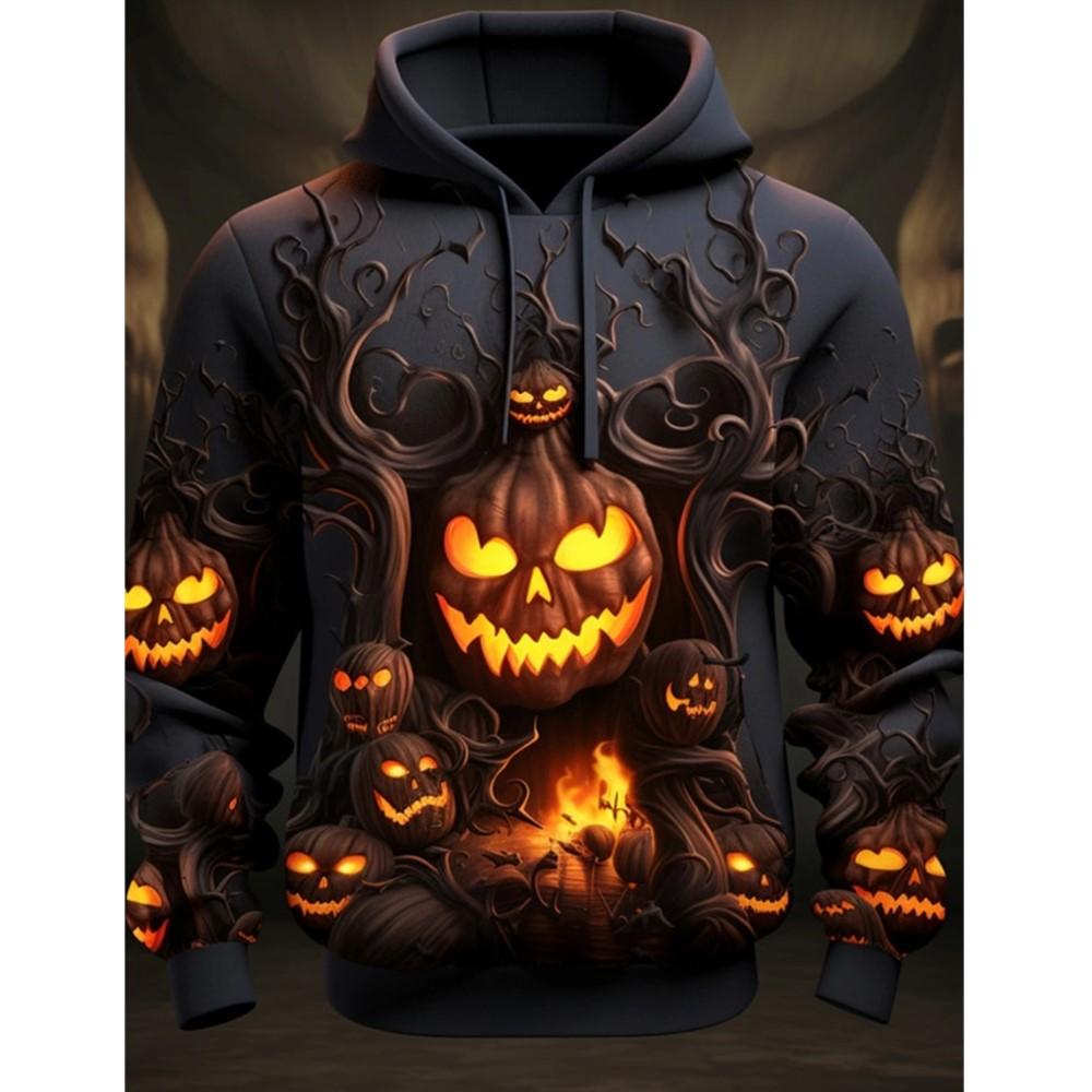 Full Print Pumpkin Graphic Halloween Hoodies For Men Women Fashion Oversized Pullovers Sweatshirts Clothes Tracksuit Sudaderas