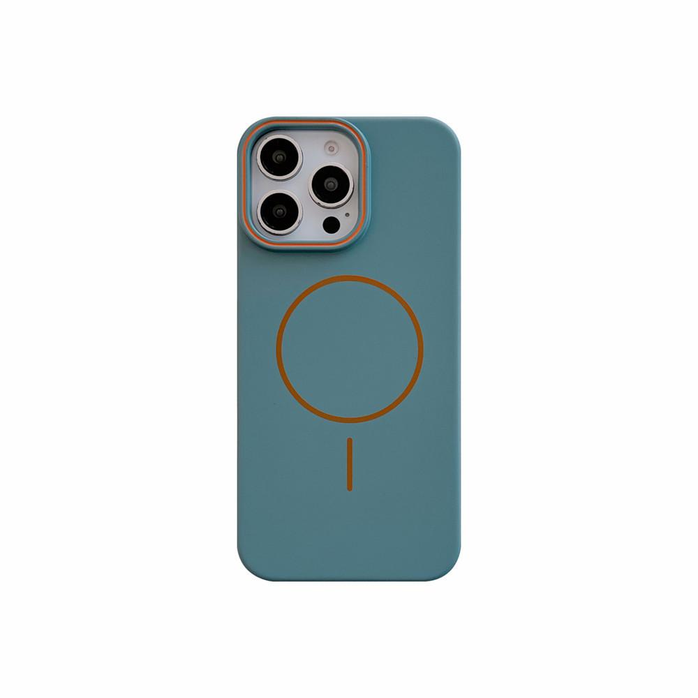 Applicable to iPhone16promax contrasting color frame magnetic suction mobile phone case Apple 15 skin matte 14PC protective case