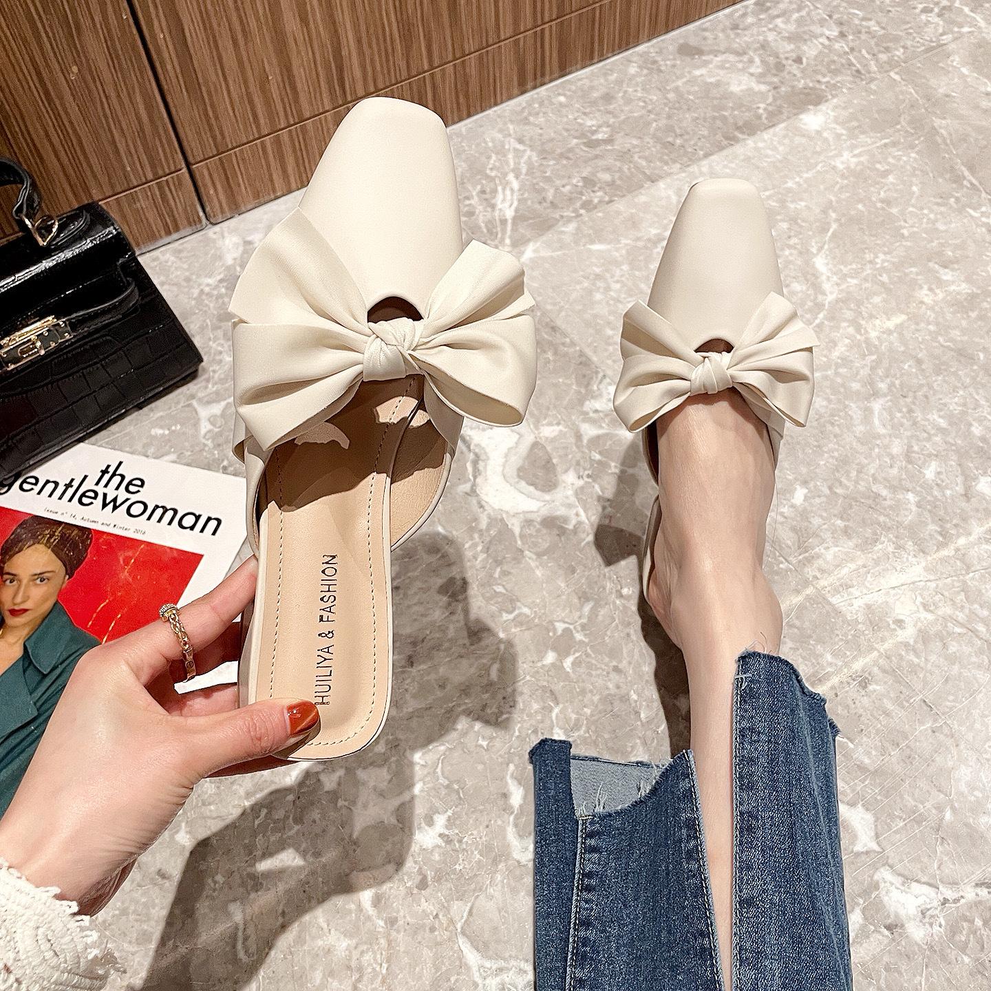 

Туфли с острым носком Butterfly-Knot женские тапочки для отдыха на открытом воздухе Med Pantofle каблук мюли мокасины шлепанцы на плоской подошве с высоким покрытием PU резина 43 абрикосовый