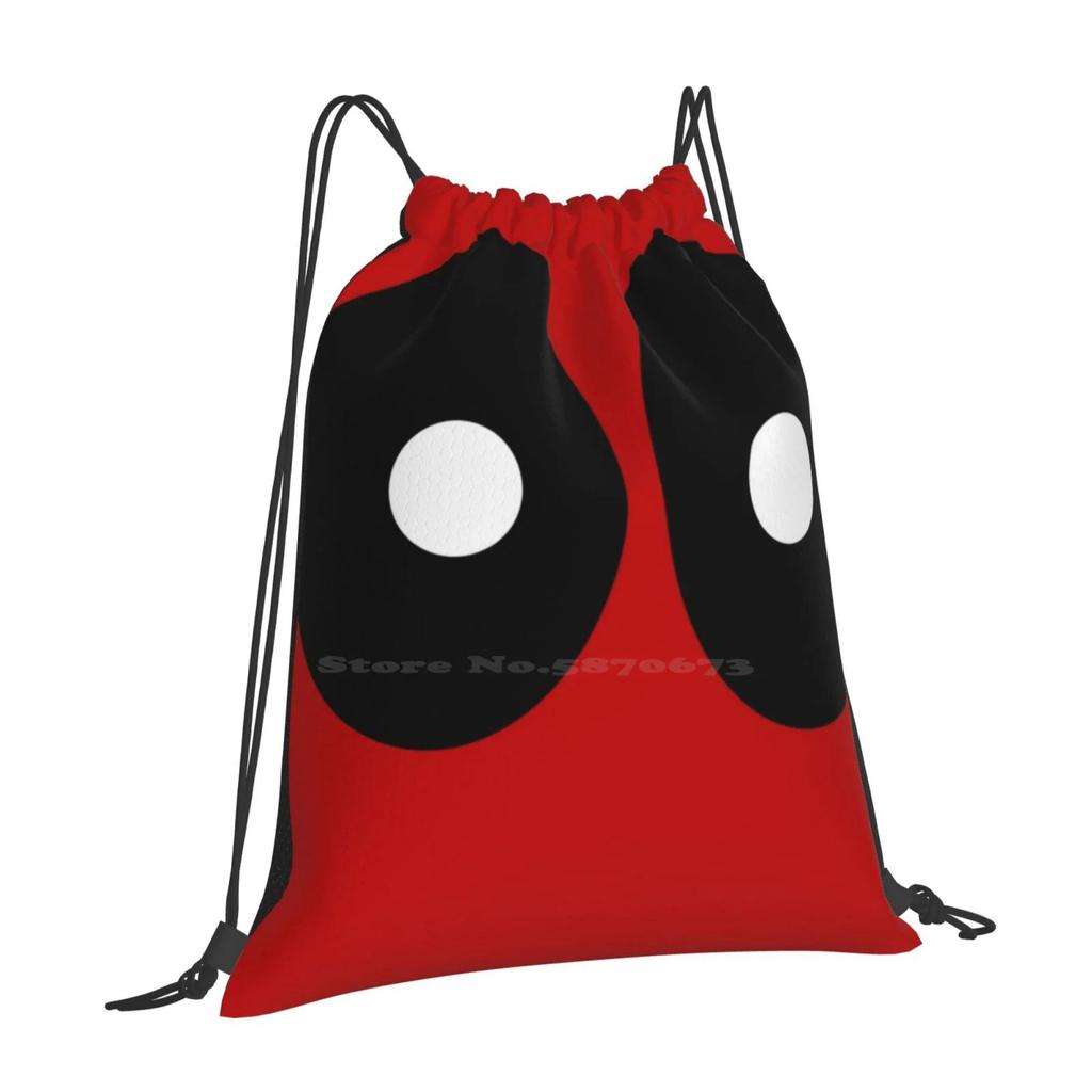 Red Field Behind Black Ellipses And White Circles. Backpack For Student School Laptop Travel Bag Modern Art Not Chimichanga