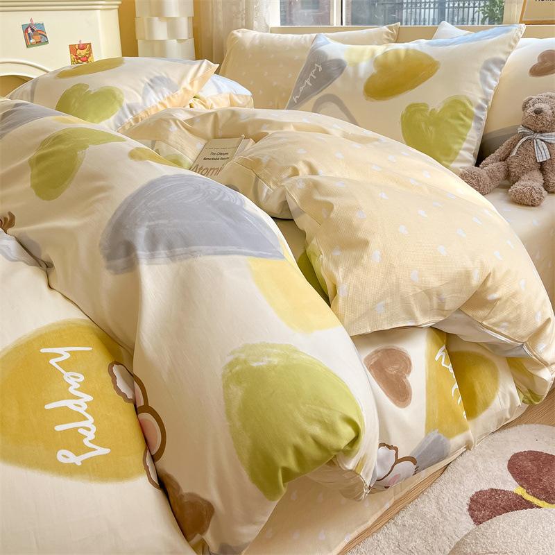 Fire-delt rent bomulls fire-delt sett, ren bomull, friskt og fortykket dynetrekk