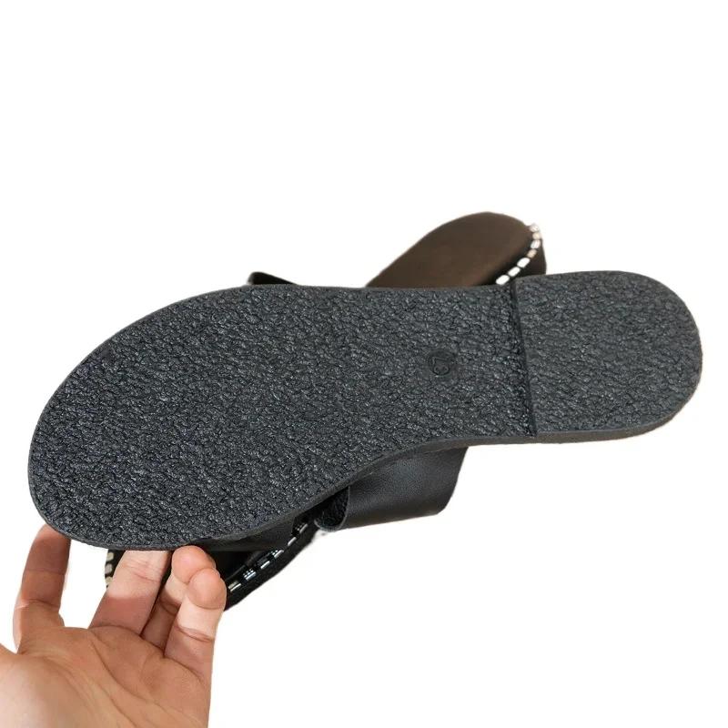 Women's Sandals 2024 New Open Toe Summer Roman Solid Solft Sole Outdoor Casual Flat Shoes Comfortable Large Women's Slippers