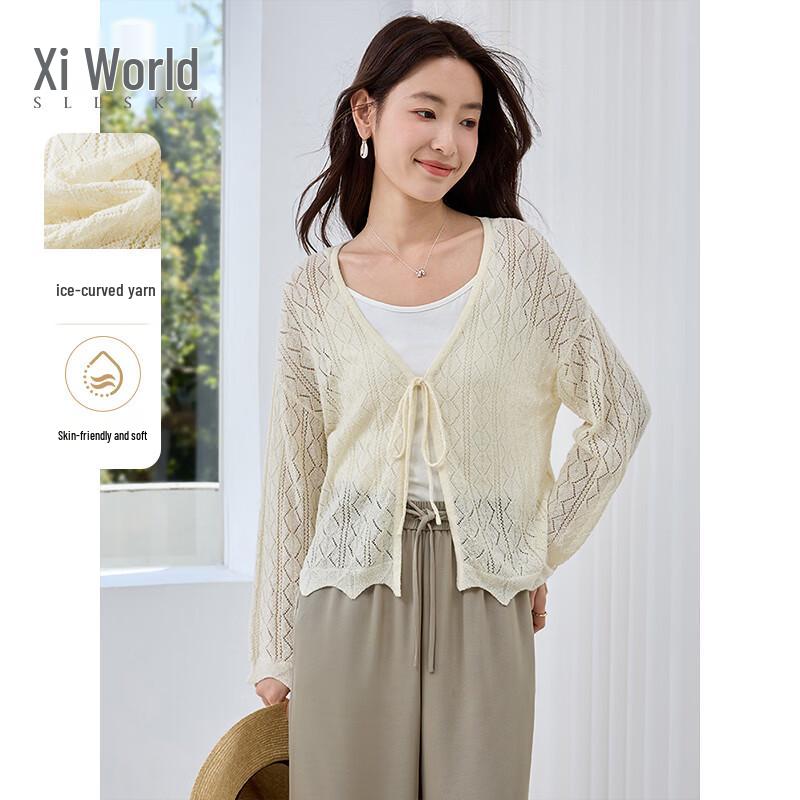Women s Ice Silk V-Neck Knit Cardigan S
