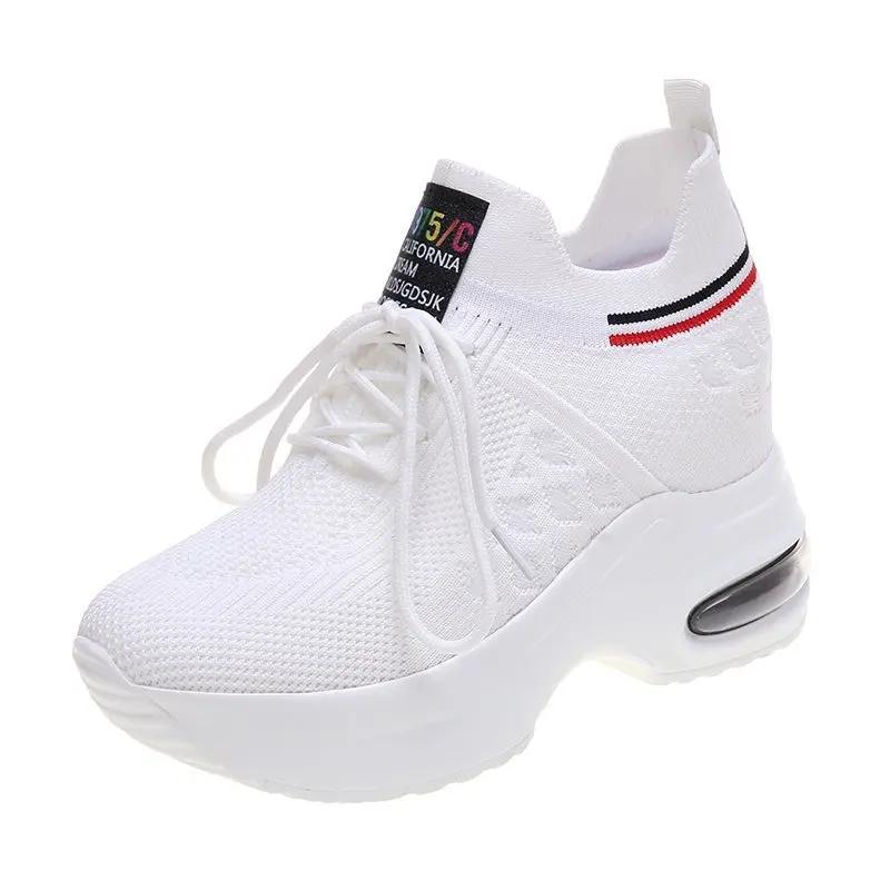 Fashion Womens PU Fabric Retro Lace-Up Sneakers Women's Heels Summer Autumn Fashion Designer Tennis Female Breathable Shoes