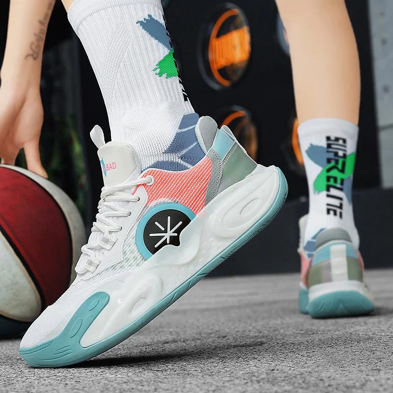 Breathable real combat basketball shoes men 2024 new low-help cushioned wear-resistant professional sports shoes with sound