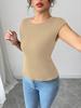 European-American Fashion Women's Solid Color Slim Fit Round Neck Short Sleeve Bodycon T-shirt