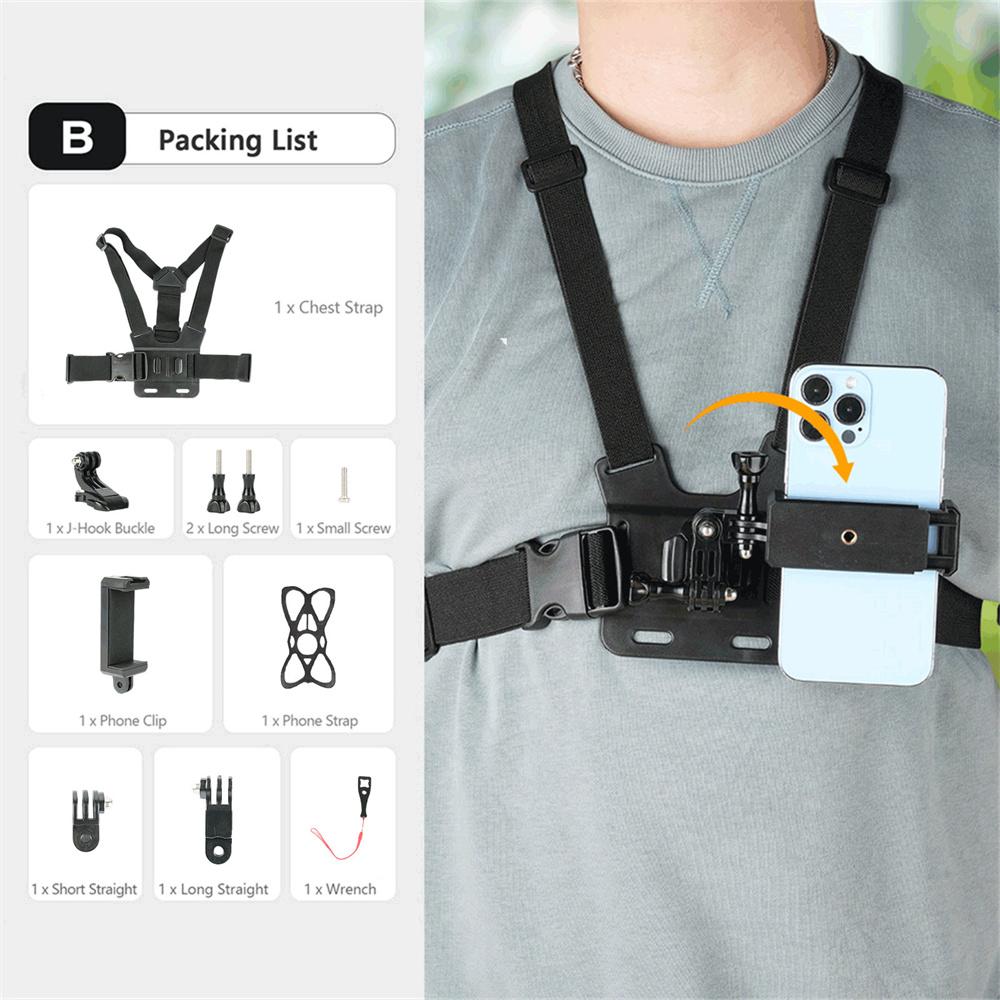 Chest Strap POV Rotate Phone Holder for Iphone Android Smartphone Belt Body Harness Mount for Gopro 12 11 10 9 8 Insta360 Camera 6