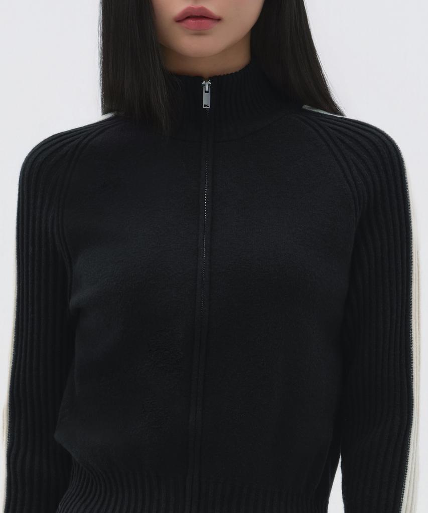 MUSINSA STANDARD WOMAN Women'S Track Knit Zip-Up [Black]