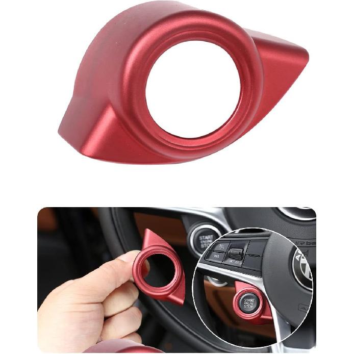 

TOYCIDFG Car Engine Start Stop Button Frame Cover Trim Compatible with Alfa Romeo Stelvio 2017-2018/Giulia 2016-2018 Auto Accessories (Carbon Fiber красный