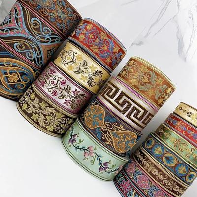 1 meter naaistof Geweven kanten rand Jacquardlinten Bloemen geborduurde bandjes Stijlvol